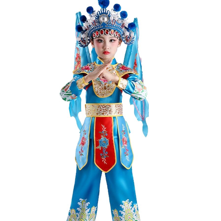 Children's Peking Opera Performance Costume for Mu Guiying and Hua Mulan