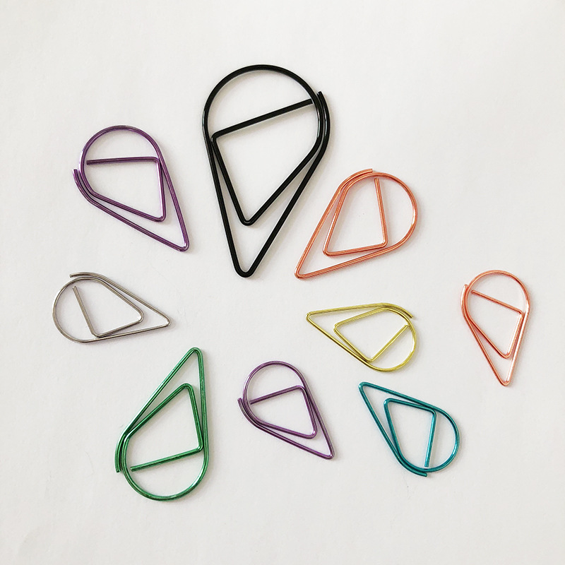 Factory direct color water drop paper clip wholesale metal small bookmark creative paper clip financial hand account