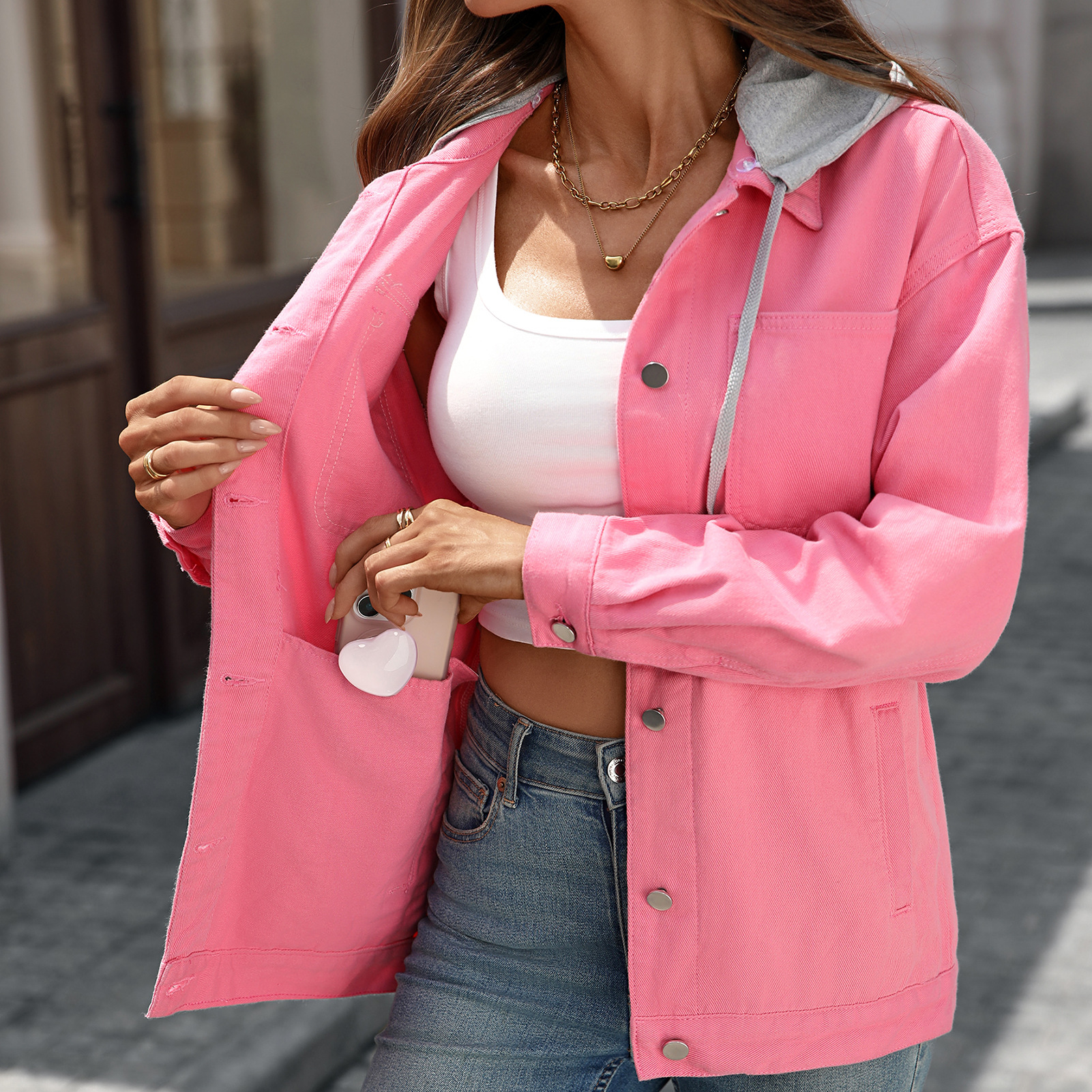 European and American cross-border foreign trade Amazon new women's clothing Amazon new retro washed Denim coat wish