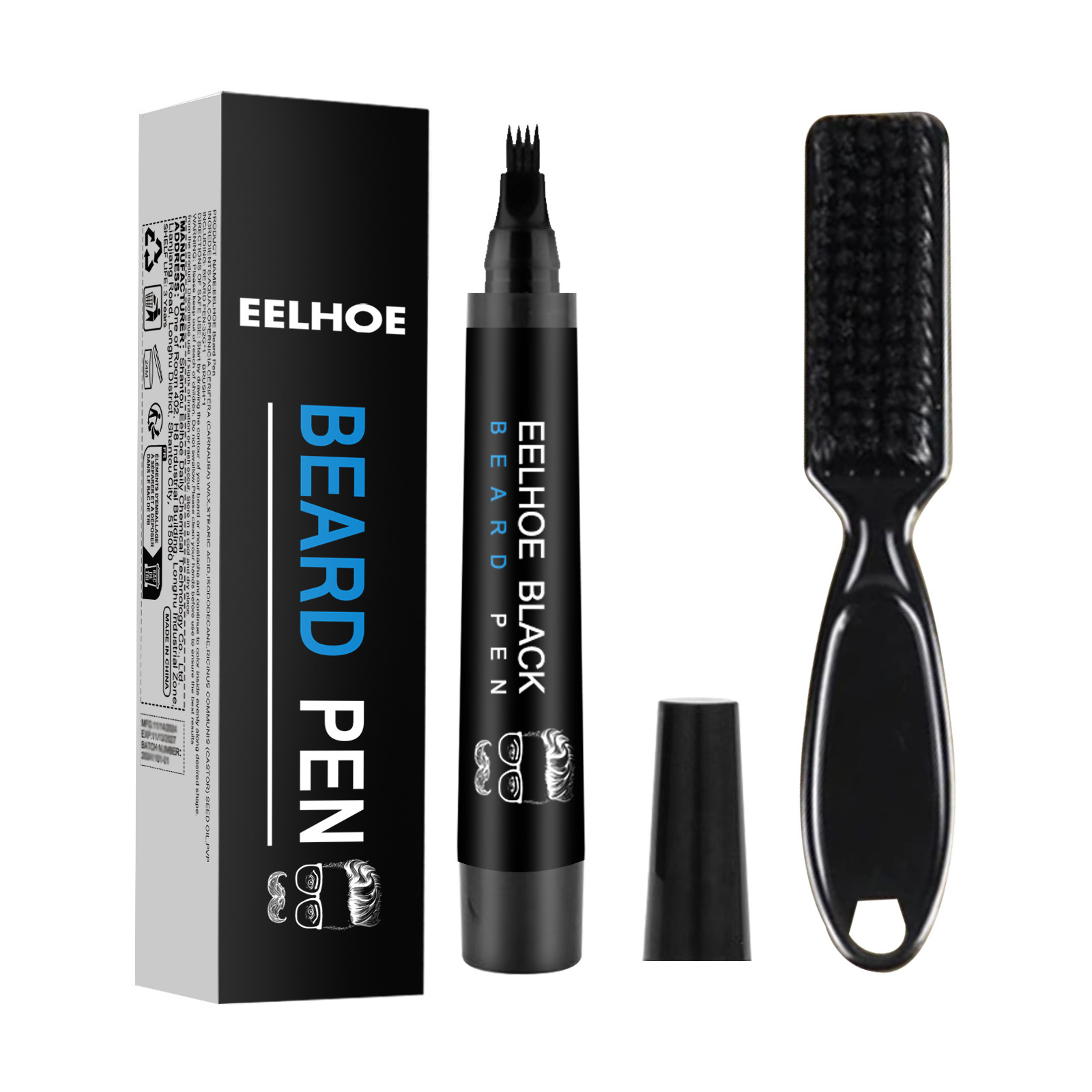 EELHOE Beard Padding Pen Kit Waterproof Beard Pen Men's Beard Tracker Anti-Sweat