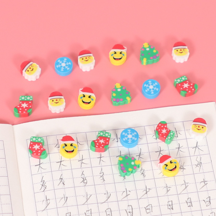 Мини подарочный ластик на Рождество, елка, Санта-Клаус, резиновый, детские праздничные призы, небольшая партия подарков