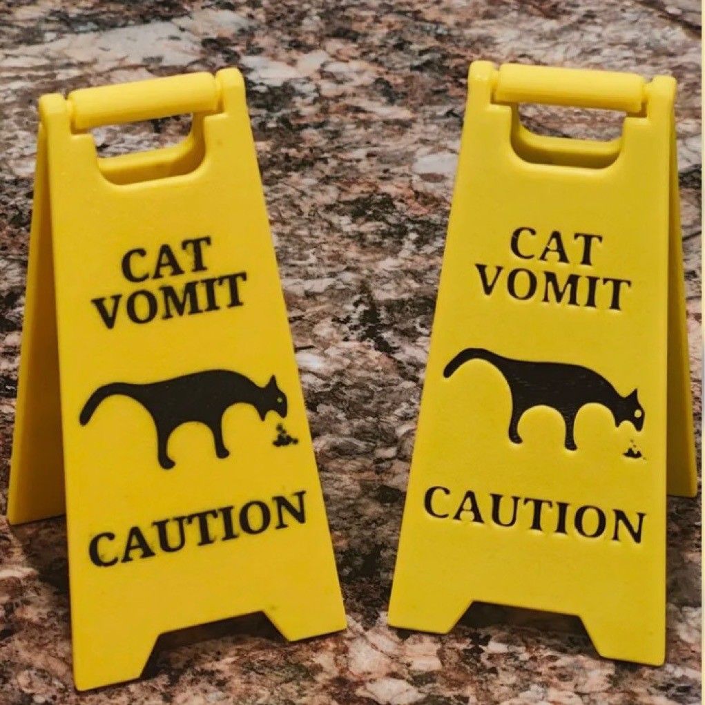 Cat Vomit Sign Cat and Dog Vomit Sign Cat Vomit Wet Floor Wet Warning Sign