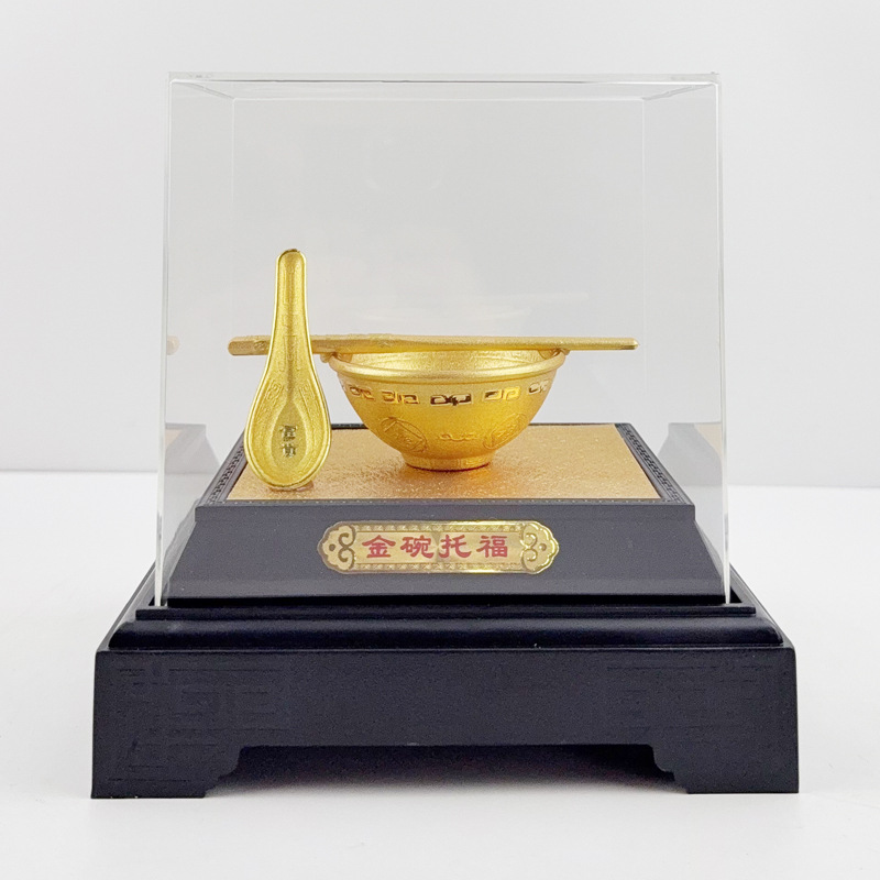 Поставка золотых чаш и палочек для еды, креативные украшения для дома