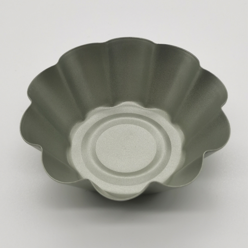 Cross-border round egg tart mould thickened carbon steel non-stick flower egg tart cup holder baking pudding cake mould