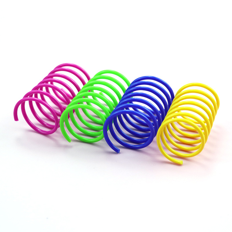 Cat Toy Plastic Spring Self-pleasure Pet Toy Colorfulful Long and Short Style to Relieve Boredom Funny Cat Pet PVC Toy