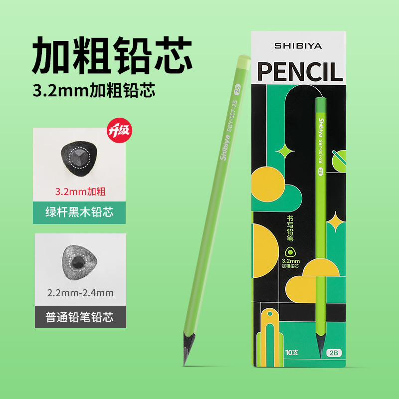 Новый черный деревянный карандаш HB с толстым стержнем для учеников начальной школы