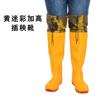 Factory Paddy boots over-the-knee Rice boots mid-calf thickened tendon bottom high boots lightweight flat bottom heightening rice planting shoes