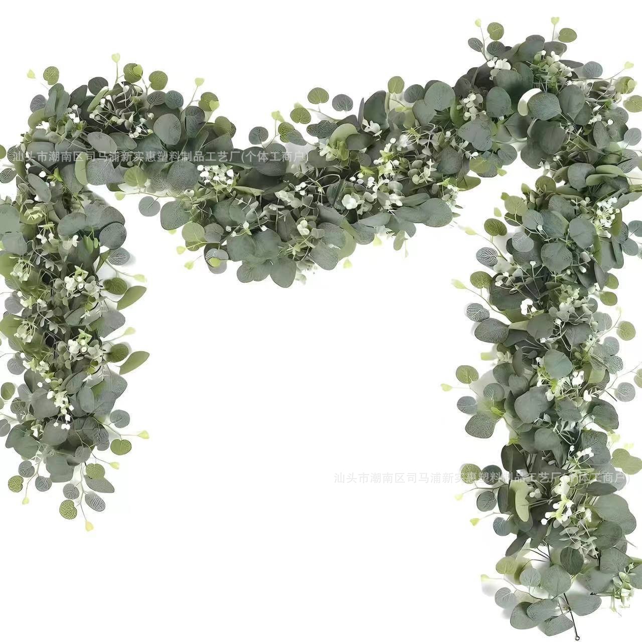 Cross-border Simulation Rattan Eucalyptus Money Leaf Fake Flower Vine Green Plant Pendant Christmas Vine Decoration Home Handmade Ornaments