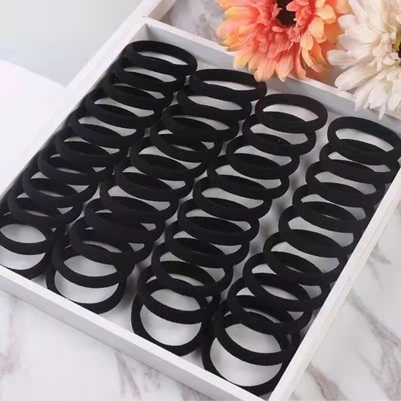 Basic 4CM5CM base adult black towel ring high elastic ponytail hair ring girl temperament headband