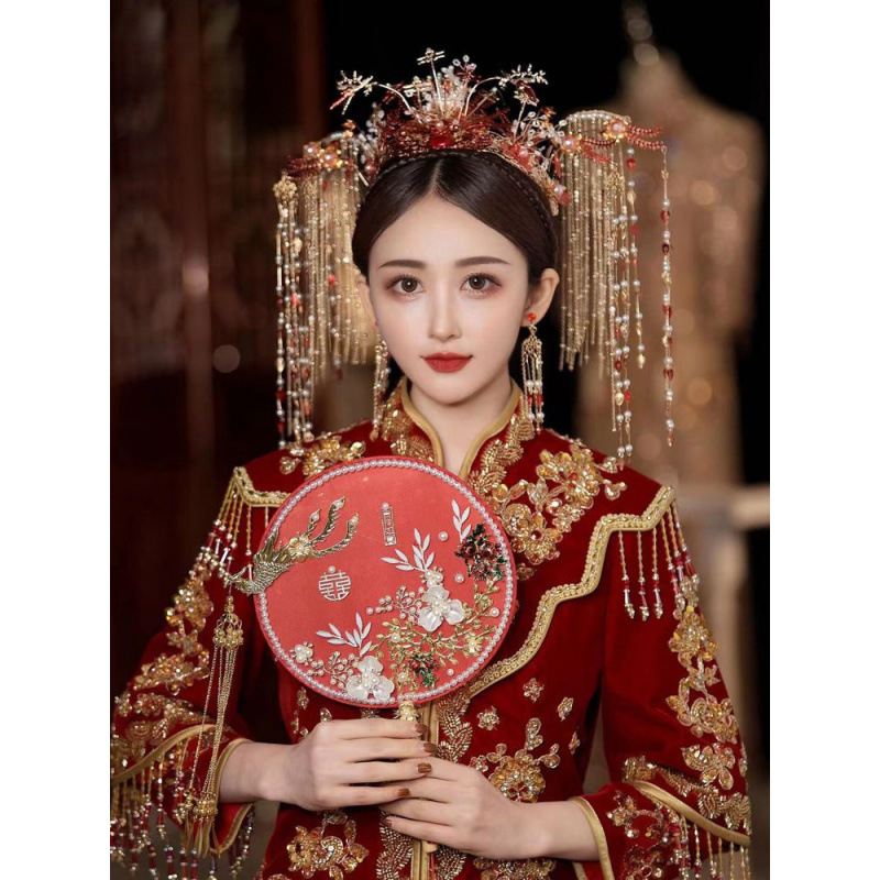 Xiuhe Phoenix Crown Headdress Bride Chinese Style New Style Tassel Ancient Decoration Xiuhe Headdress