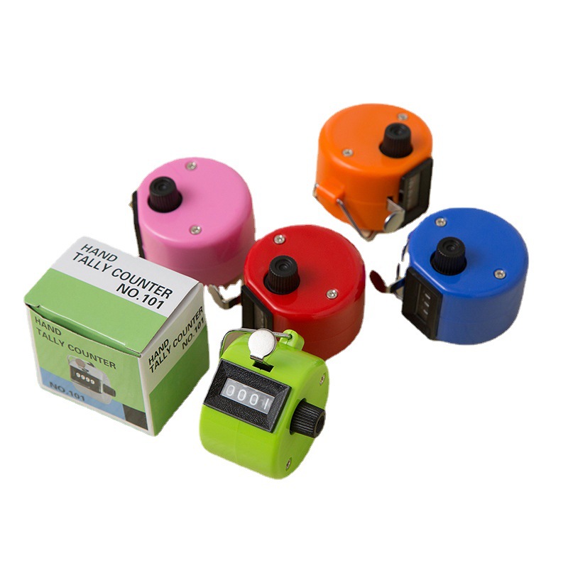 Colorful Plastic Manipulator Presses Four-Digit Counter to Count Students' Movements