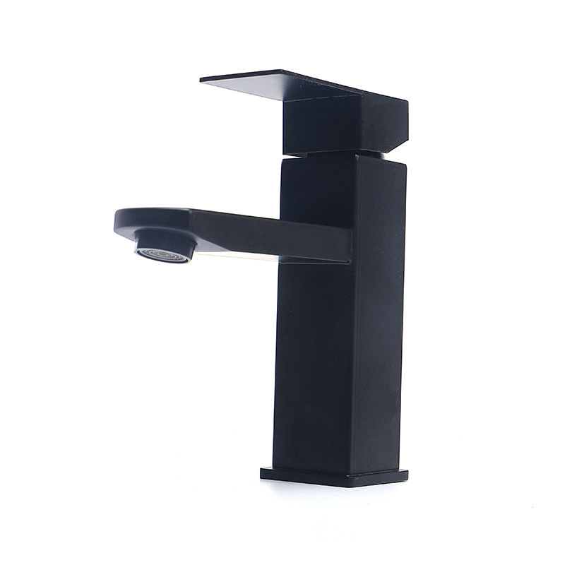 Black basin faucet stainless steel hot and cold square single hole wash basin wash basin bathroom faucet wholesale