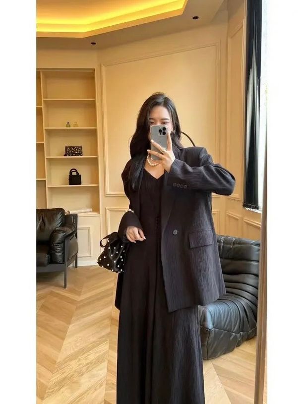 [spot] large size women's suit slightly fat mm condole belt dress suit jacket spring and autumn slim two-piece 5022