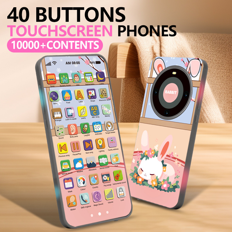 Cross-border new children's early education mobile phone rechargeable touch screen multi-function learning machine smart music simulation phone