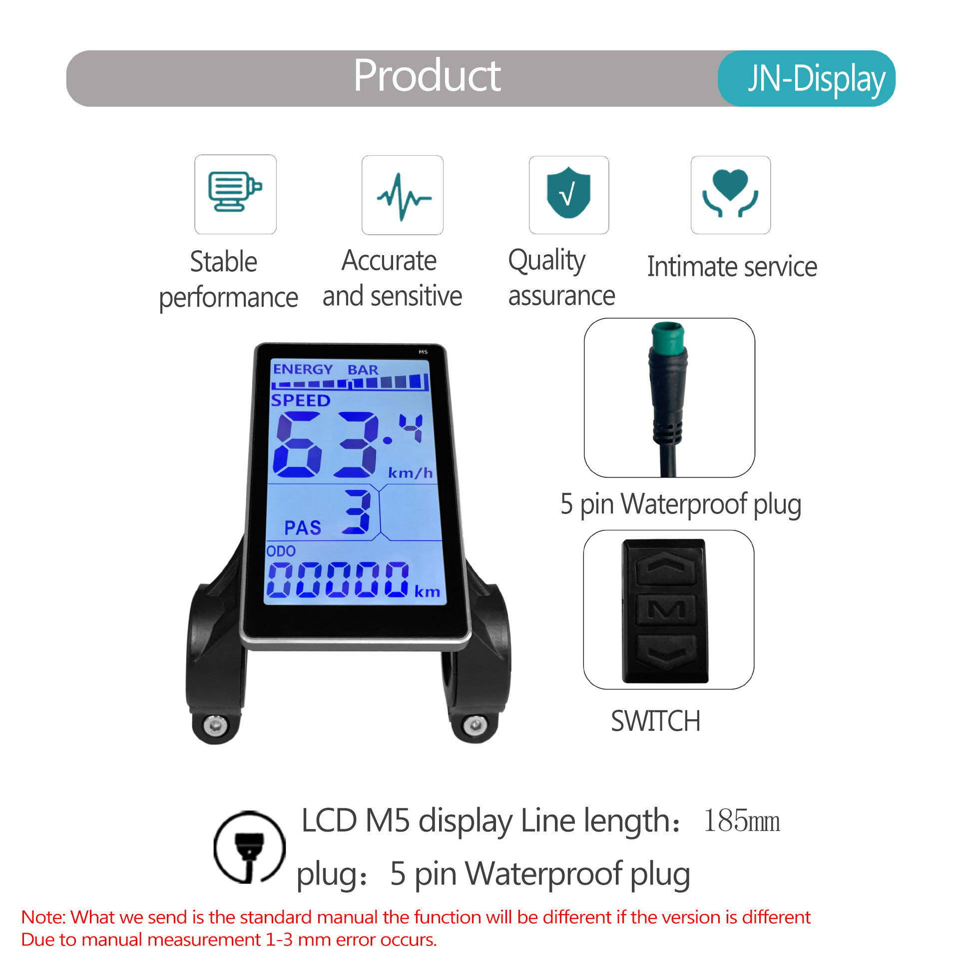 Cross-Border Mountain Bike Lithium Battery Modification Accessories Lcd-M5 Electric Scooter Smart Lcd Instrument/Waterproof Connection