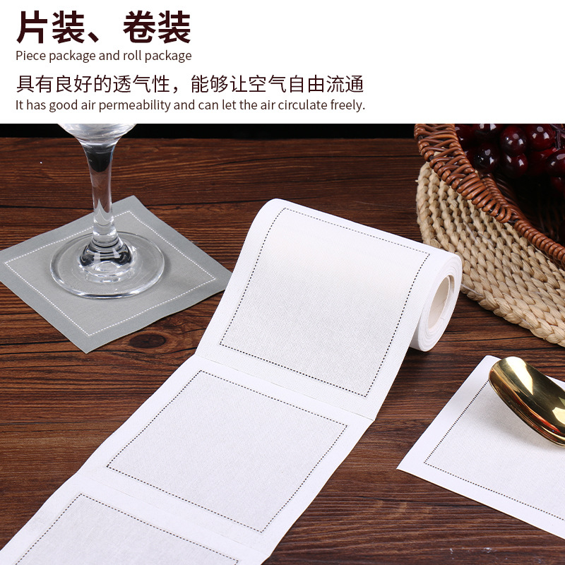Cross-Border Cotton Hotel Western-Style Coaster Napkin Cloth Airplane Cocktail Coaster White Folded Napkin Cloth