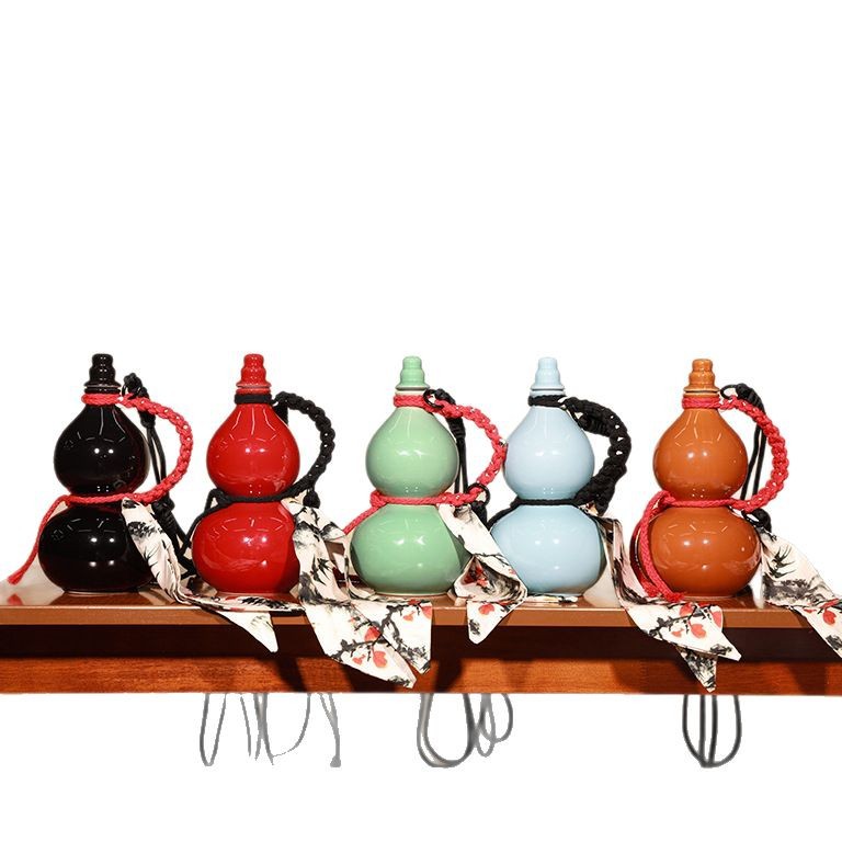 Guofeng Tea Ceramic Gourd 0.5kg Sealed Wine Pot 500ml Changan Teapot Beverage Bottle White Wine Bottle Wine Jar