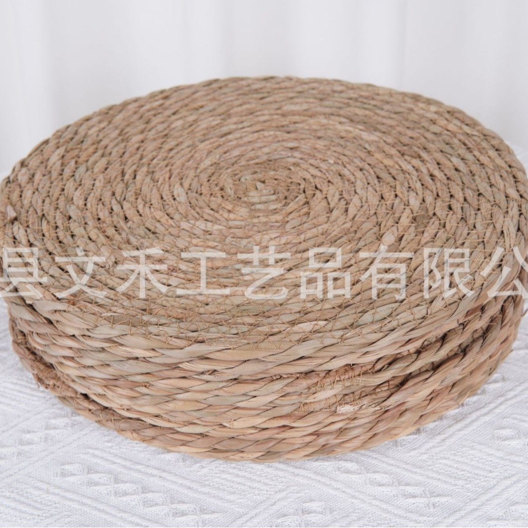 Household Handmade Insulation Mat Round Straw Double-Strand Anti-Scalding Coaster Bowl Mat Pot Mat Cattail Woven Coaster Wholesale