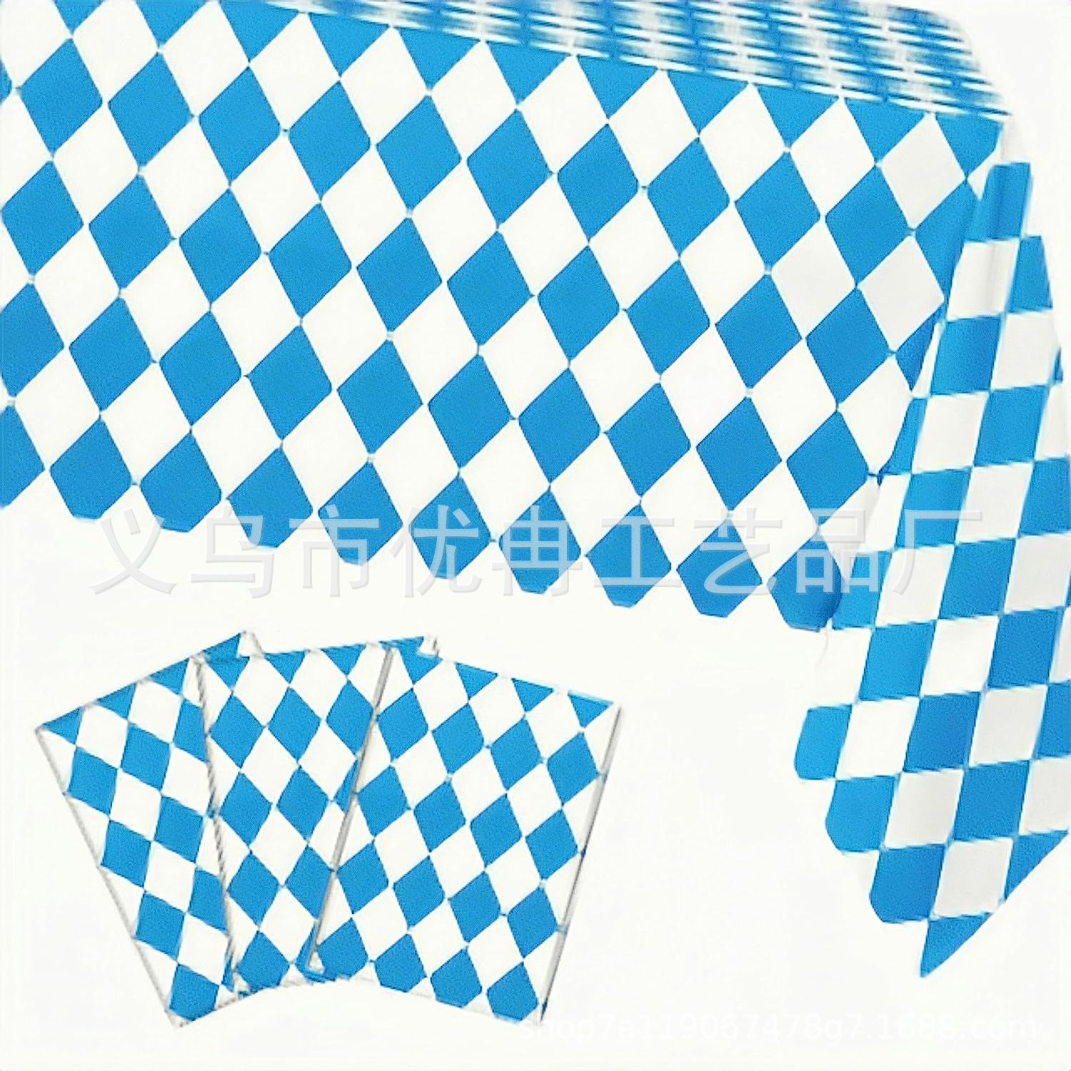 Germany Munich Blue Square Beer Festival Disposable PE Plastic Dining Cloth Tablecloth Tablecloth Party Arrangement Supplies