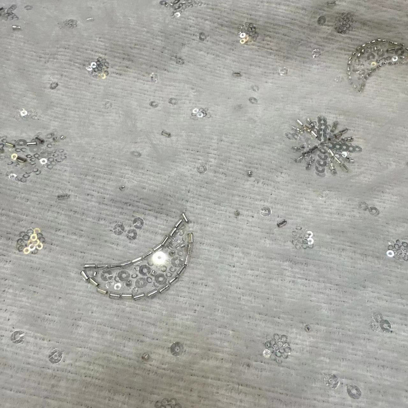 Internet Celebrity Tweed Fabric Woolen Coarse Fabric Gold Silk Bead Embroidery Jacket Autumn and Winter Dress Fabric