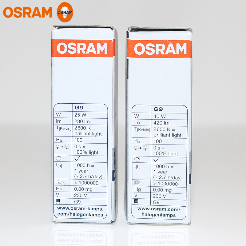 Osram Halogen Bulb 220V-240V G9 Lamp Beads 25W40W Berlin Desk Lamp Light Source Halogen Lamp Wholesale