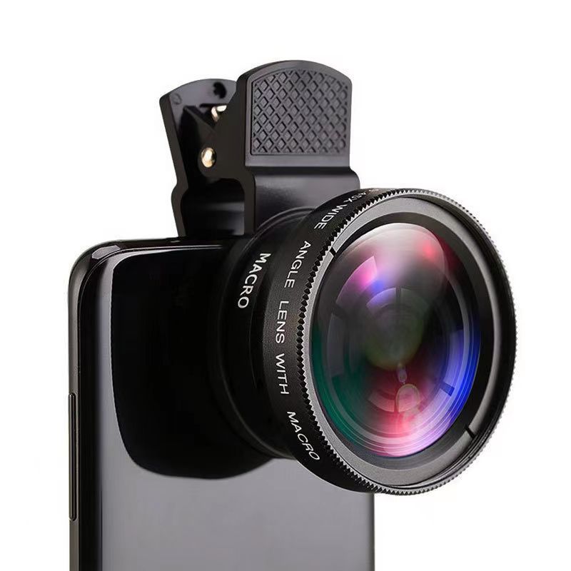0.45X Ultra-Wide Angle + 15X Macro 2-in-1 Mobile Phone External Optical Glass Lens for Selfie