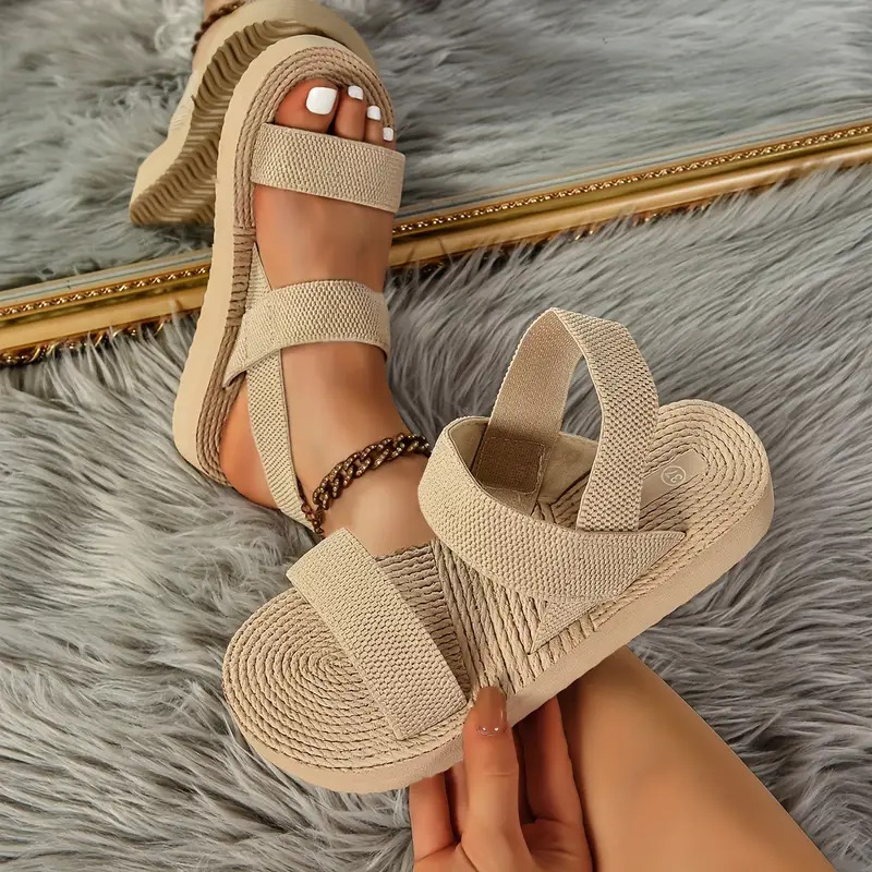 Новые римские сандалии из ЭВА, средний каблук, круглые носки, летние 2024 года, женские сандалии