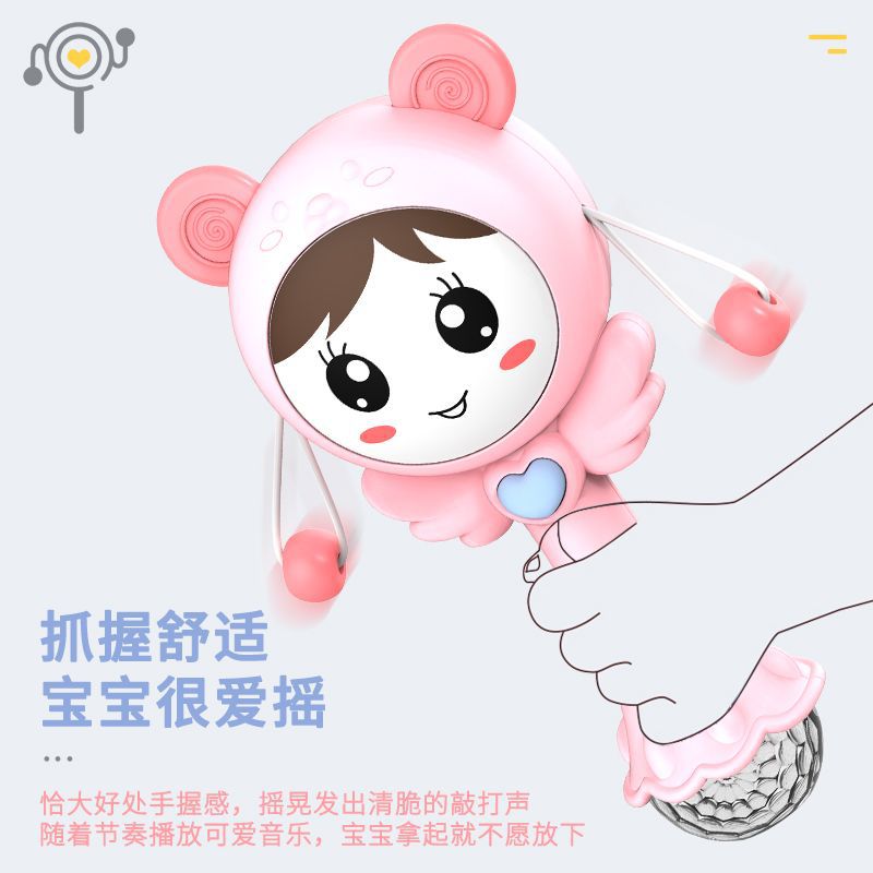 Gnawing rattle 3-6 three months newborn baby hand drum music stick 0-1 years old baby rattle toy