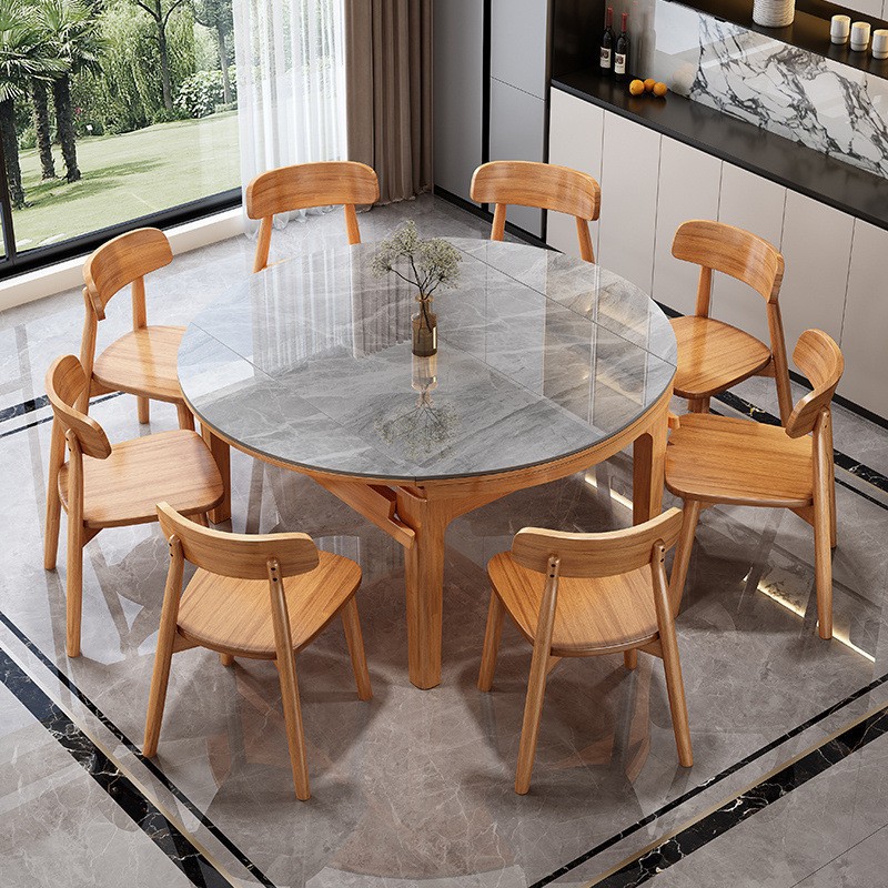 Обеденный стол из массива дерева для небольших квартир, раскладной, современный, с индукционной плитой