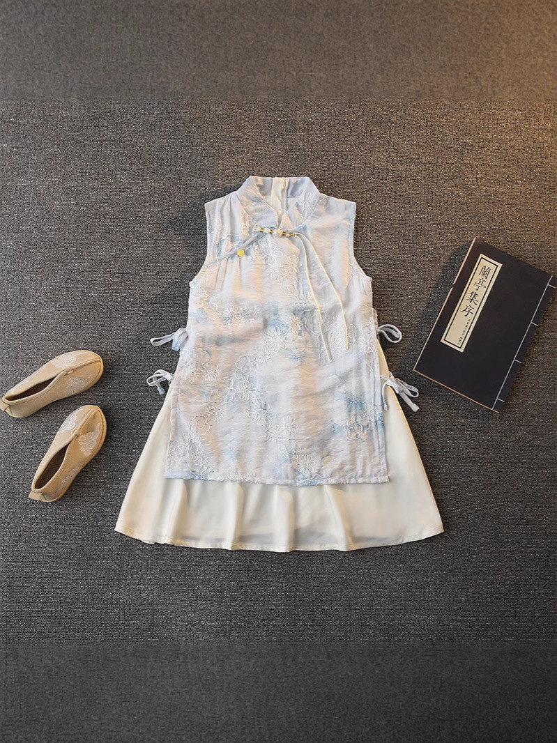 Summer Children's Wear Girls' Sleeveless New Arrival Republic of China Cheongsam Dress Ethnic Style dress Little Girl's Tang Suit Hanfu New Arrival