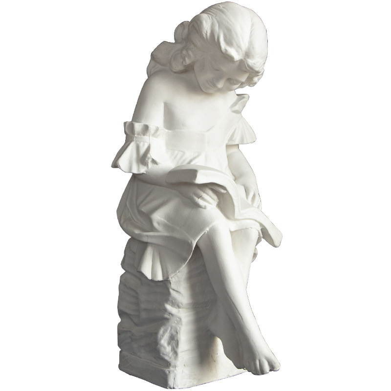 Reading girl plaster portrait art sketch teaching aids portrait chest statue sculpture decoration model statue damage repair