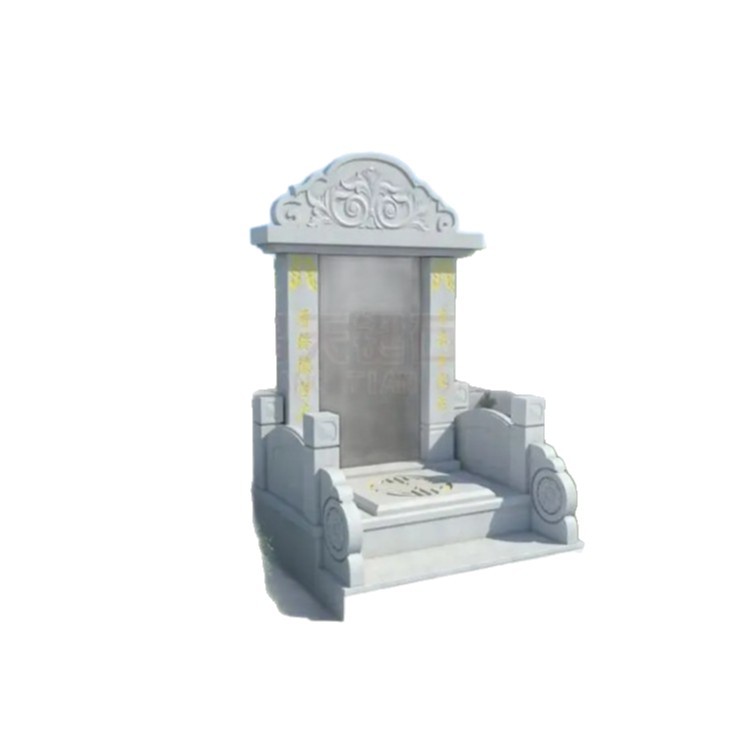 Direct Supply from the Manufacturer of Double Stone-Carved Tombstones for In-Ground Burial, Traditional Stone Monument Carving with Intricate Details, and Complete After-Sales Service with Hand-Carving