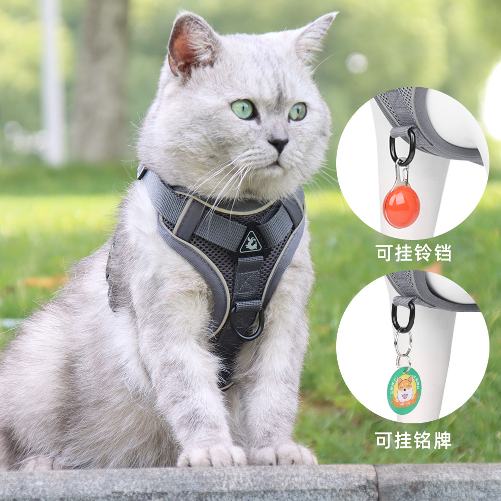New Cat Traction Rope Vest-style Pet Chest Strap Reflective Breathable Anti-break-free Small Dog Cat Traction Rope