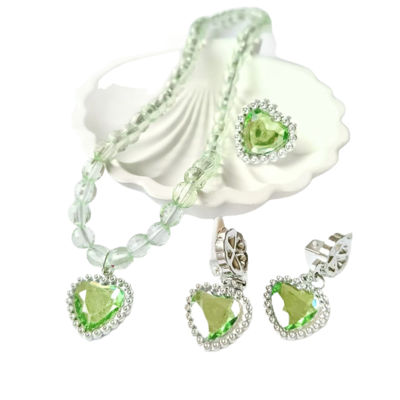 Princess Elsa Children's Necklace Jewelry Set Girls Bracelet Ear Clip Ring Cross-Border Hot Sale Holiday Dress