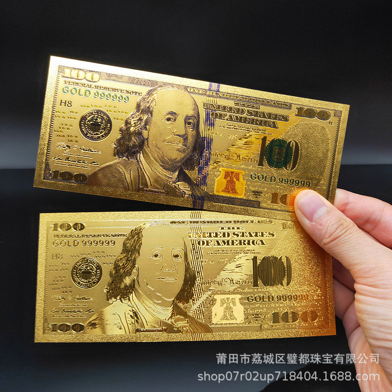 Imitation Gold Foil Commemorative Gold Banknote Double-Sided 100 Dollar Gold Foil Banknote to Attract Wealth and Money Mother American Travel Commemorative Banknote as a Gift