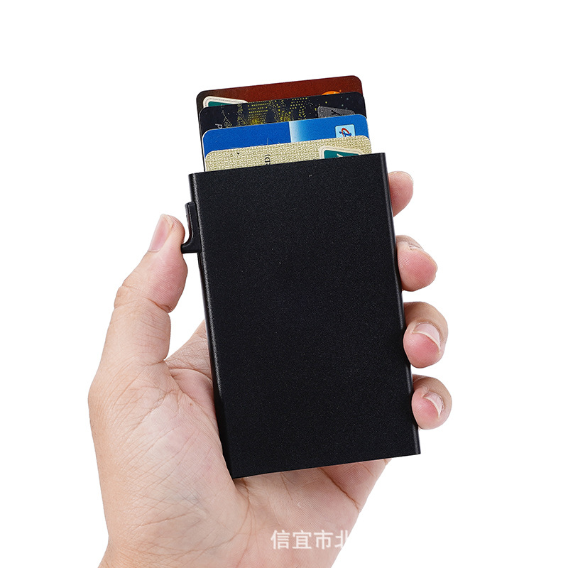 Amazon hot sale rfid blocking aluminum alloy card case automatic pop-up card case laser logo
