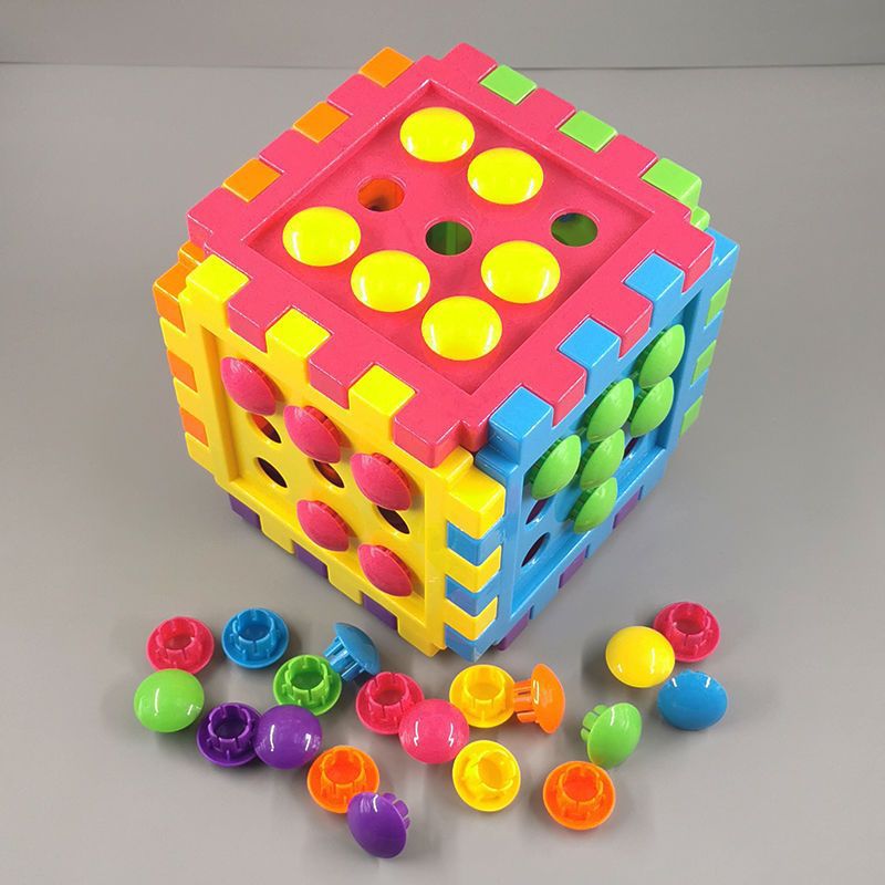 Free Shipping Kidsren's Large Particle Mushroom Nail Cube Puzzle Board Educational Toys 2-3-5 Years Old Baby Early Education Intelligence