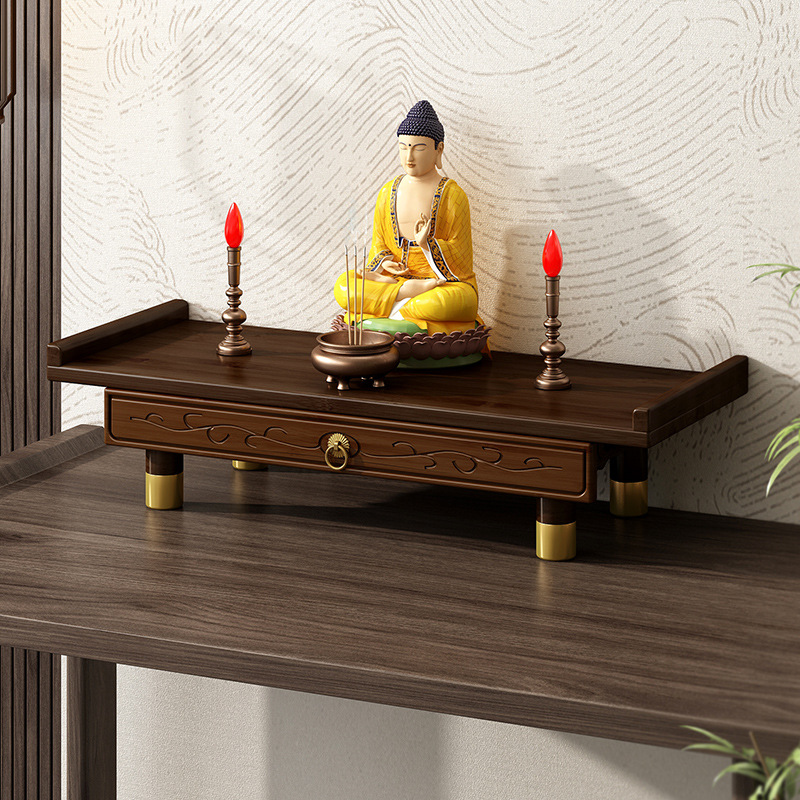 Buddhist shrine Wall-mounted God of Wealth Shrine Small Worship Platform Guanyin Buddha Statues for Seat Platform Buddha Platform Divine Base Bracket