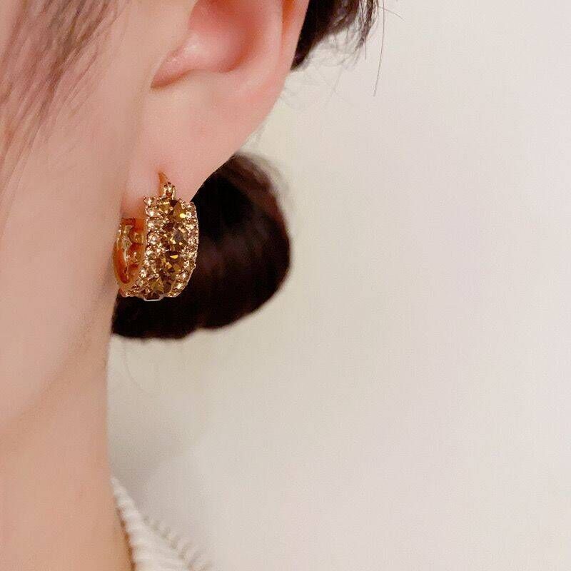 French Retro Exquisite High-end Sense Full Zirconium Ring Ear Buckle Niche Design Entry Luxury Niche Celebrity Style Fashion Earrings