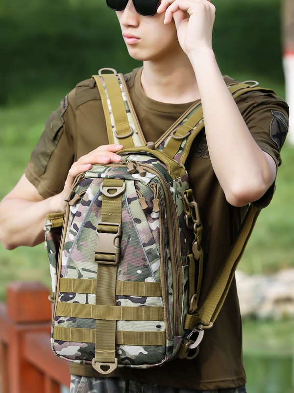 Luya Bag Outdoor Tactical Backpack Men's Multi-Functional Large-Capacity Backpack Simple Camouflage Oxford Cloth Crossbody Bag