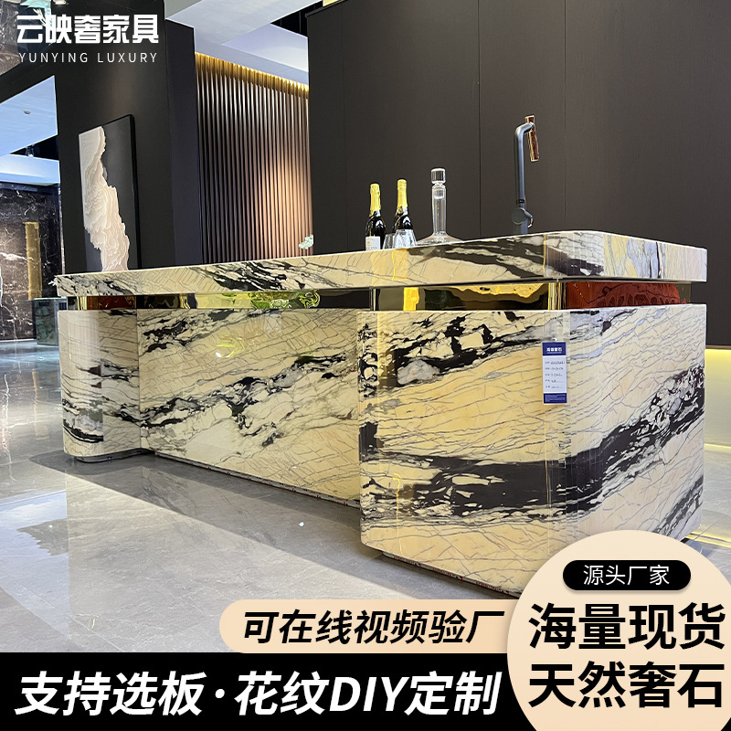 Стол из камня класса люкс из Бразилии, итальянский простой мраморный, интегрированный, с местом для хранения, индивидуальный стол