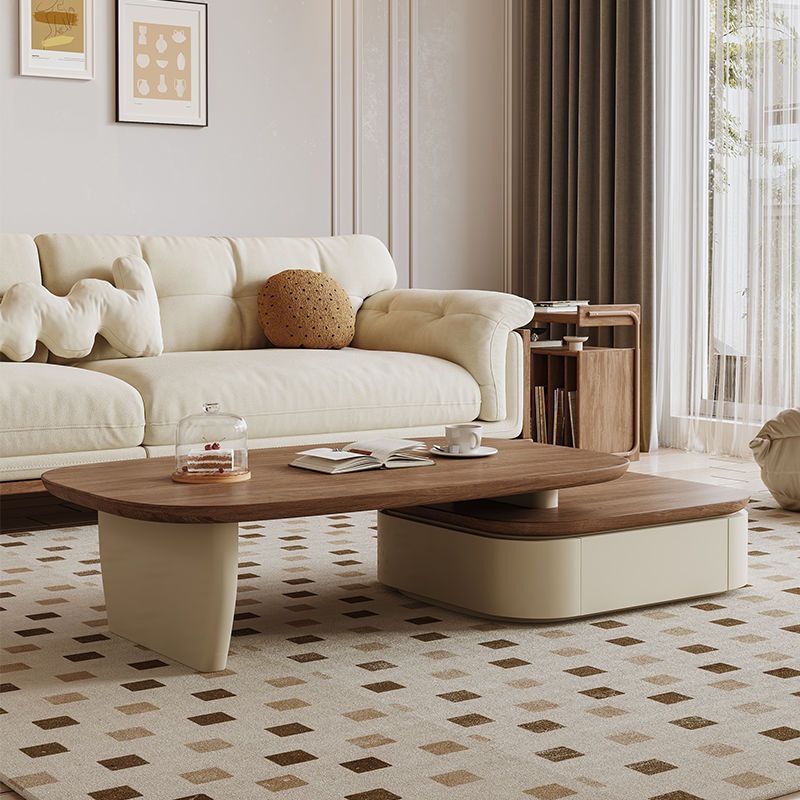 Mid-ancient Style Coffee Table Floor TV Cabinet Combination suit Light Luxury Modern Simple Small Apartment Telescopic Coffee Table