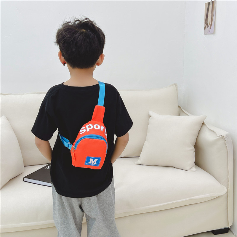 New children's chest bag wholesale Korean M letter printing boy bag kindergarten printable LOGO baby travel bag