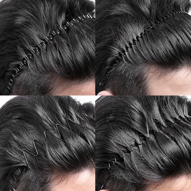 Men's Hair Band Wash Face Men's Fashionable Hair Band Invisible Pressed Hair Non-Slip Wave Head Band Tie Hair Bundle Sports Hair Stamp Headdress