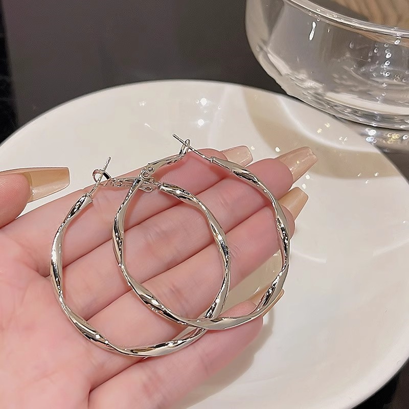 Ins cold style simple light luxury high-end feeling ear buckle temperament geometric earrings female online celebrity retro ear jewelry wholesale