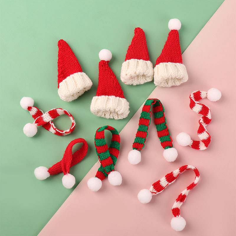 Кросс-бордерный Мини Рождественский Шершавая Шарф Маленькая Шляпа Плюшевая Мишка Кукла Аксессуары Декорация Бутылки Вина Подарок Опт