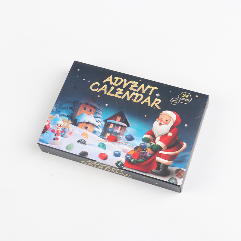 Cross-border Hot Sale 24-grid Natural Crystal Raw Stone Rolling Stone Mine Mark Peach Heart Hexagonal Column Blind Box Christmas Gift Set