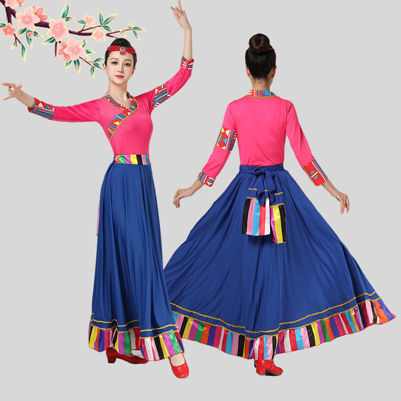 Xizang Dance Performance Costume Female Classical Minority Stage Performance Large Swing Long Dress Square Dance New Suit
