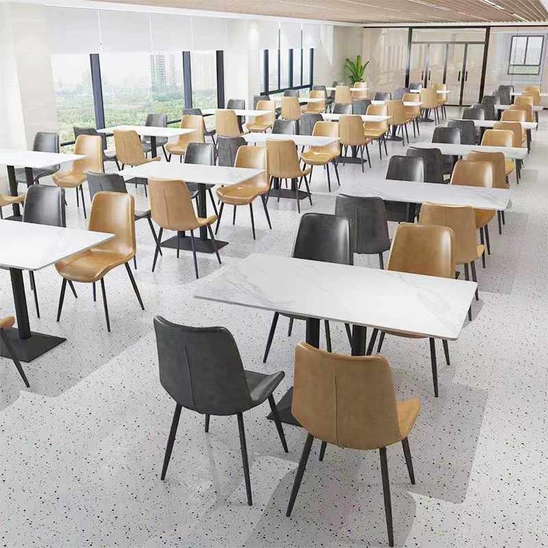 School Student Canteen Dining Table and Chair Combination Slate Company Factory Employee Canteen Restaurant 4-Person One-Piece Table and Chair