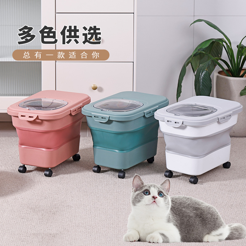 Household Rice Bucket Box 2024 New Simple Pet Foldableing Grain Storage Bucket Multi-Functional Foldableing Rice Bucket Large Capacity Wholesale